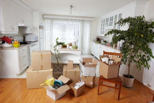 Mover wearing PPE while handling furniture safely