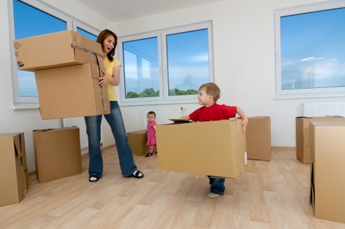 Prepared moving van with boxes and furniture for a Kingston upon Thames relocation