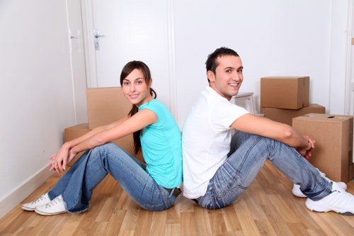 Variety of boxes and wrapping materials for a move